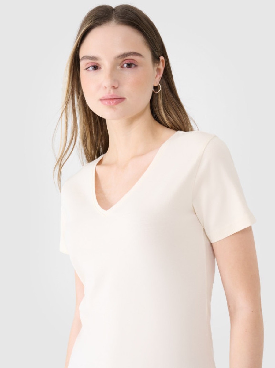 Damski t-shirt basic 4F 4FWSS25TTSHF1990 - biały