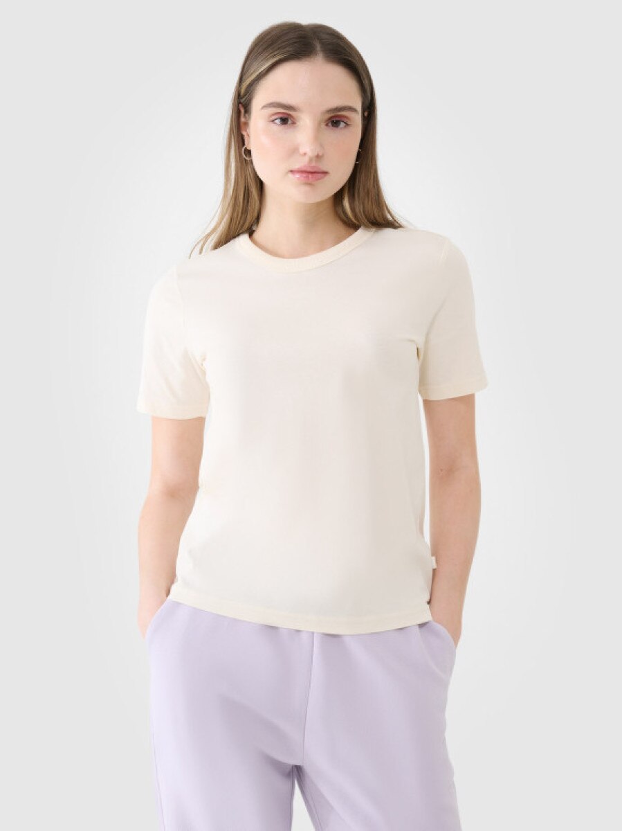 Damski t-shirt basic 4F 4FWSS25TTSHF1991 - biały