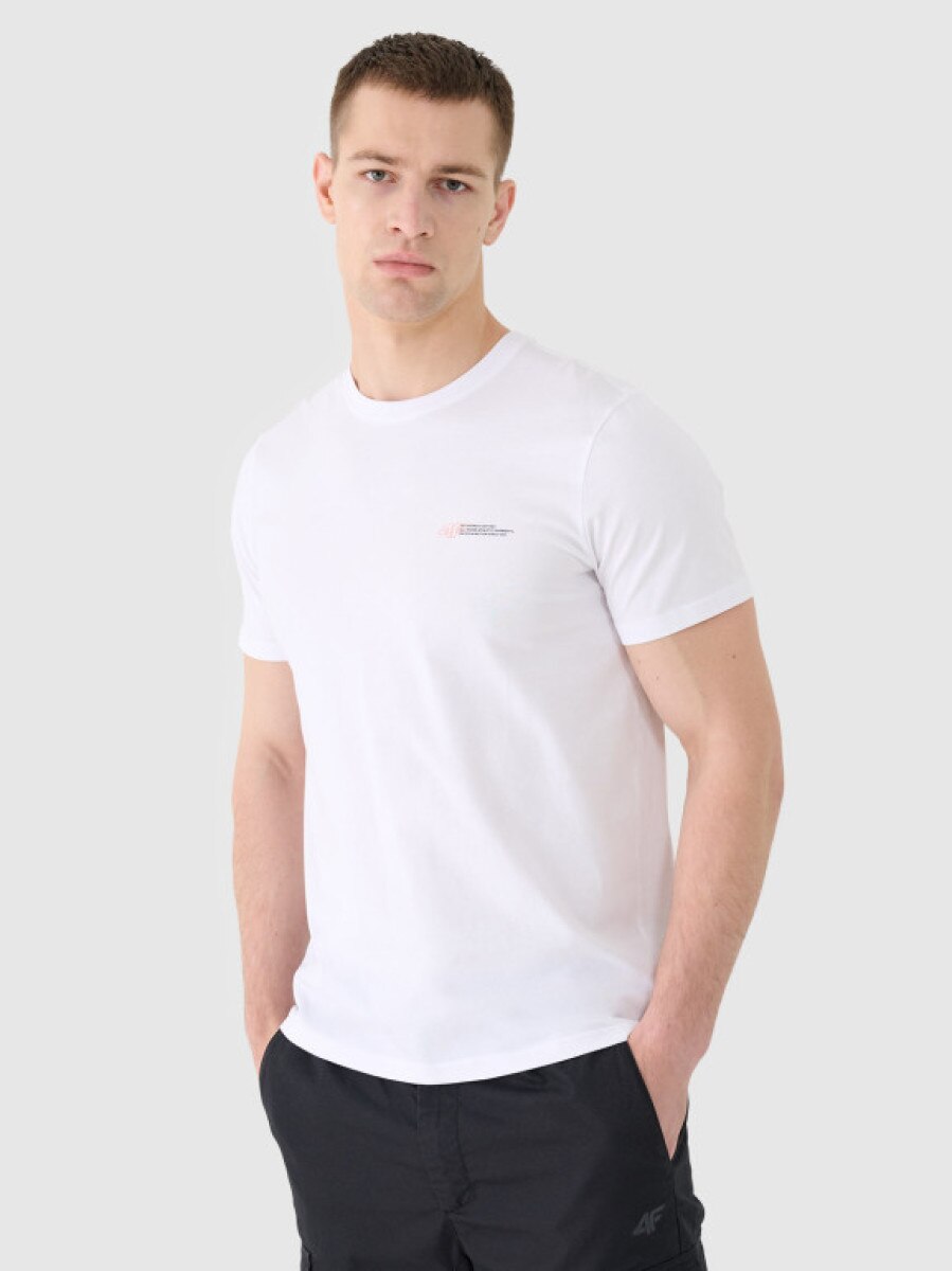 Męski t-shirt basic 4F 4FWSS25TTSHM2003 - biały