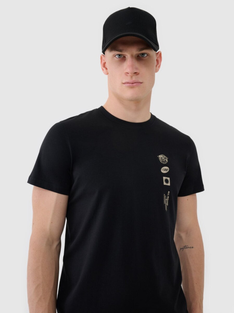 Męski t-shirt z nadrukiem 4F 4FRSS25TTSHM2689 - czarny