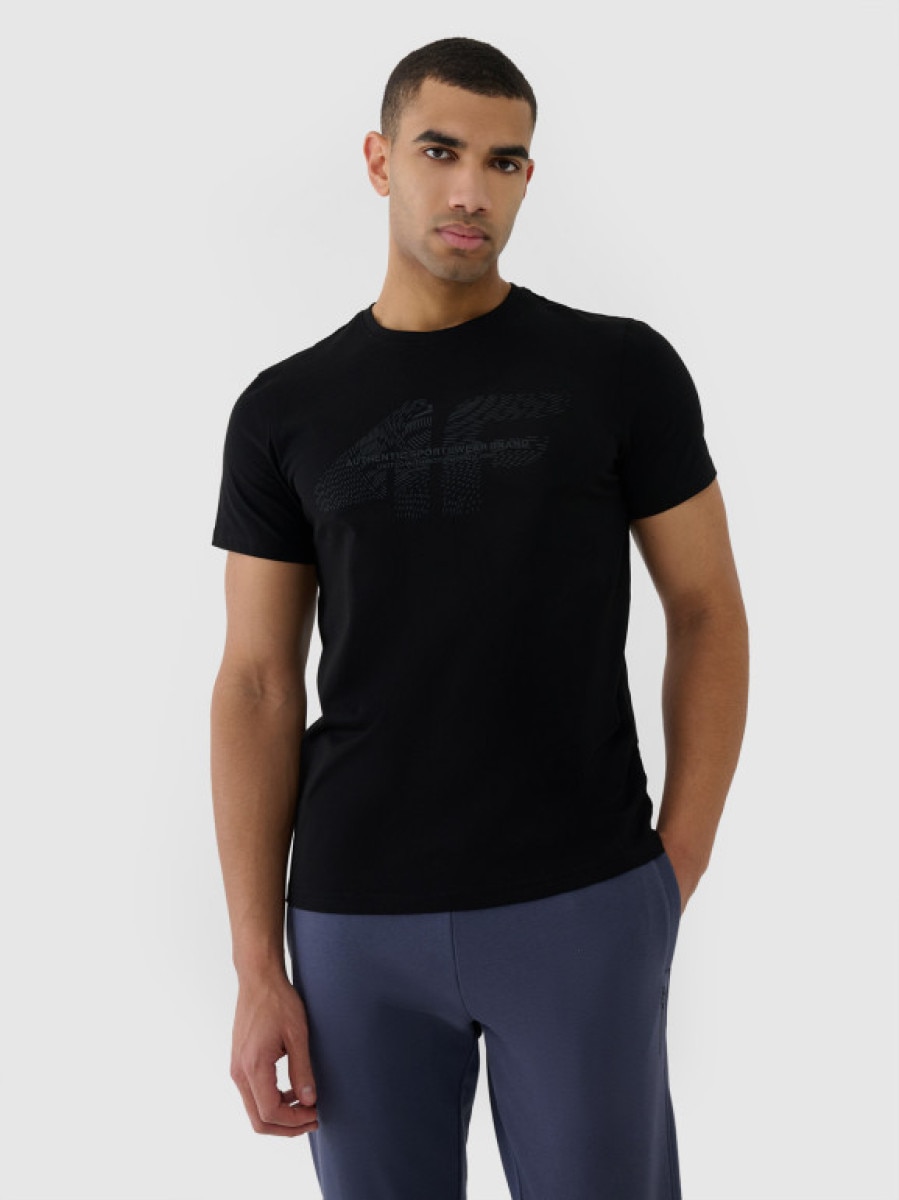 Męski t-shirt z nadrukiem 4F 4FWSS25TTSHM2004 - czarny