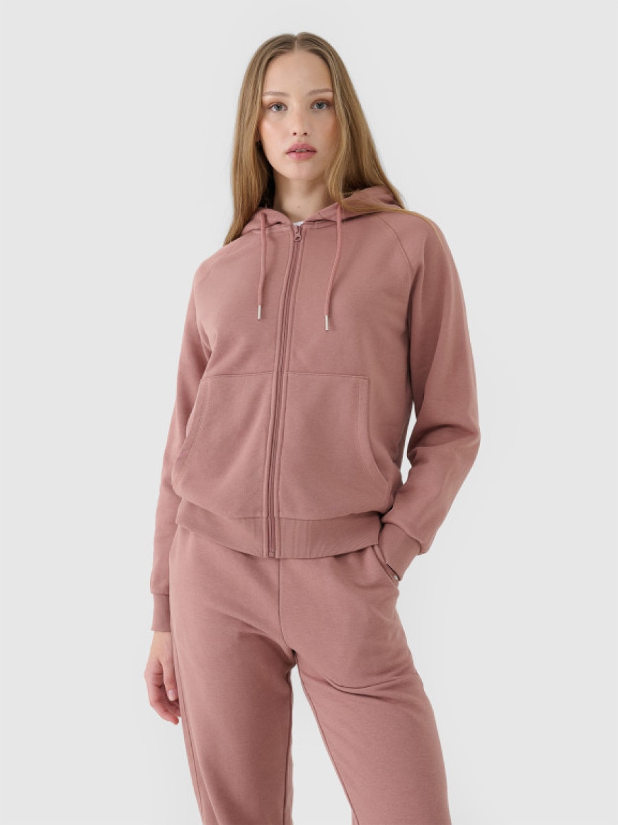 Damska dresowa rozpinana z kapturem 4F 4FWSS25TSWSF1541 - różowa