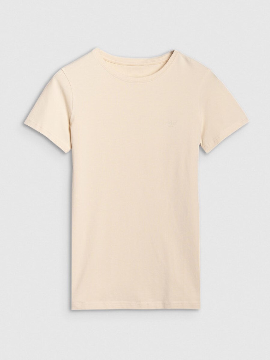 Damski t-shirt basic 4F 4FWSS25TTSHF2351 - beżowy