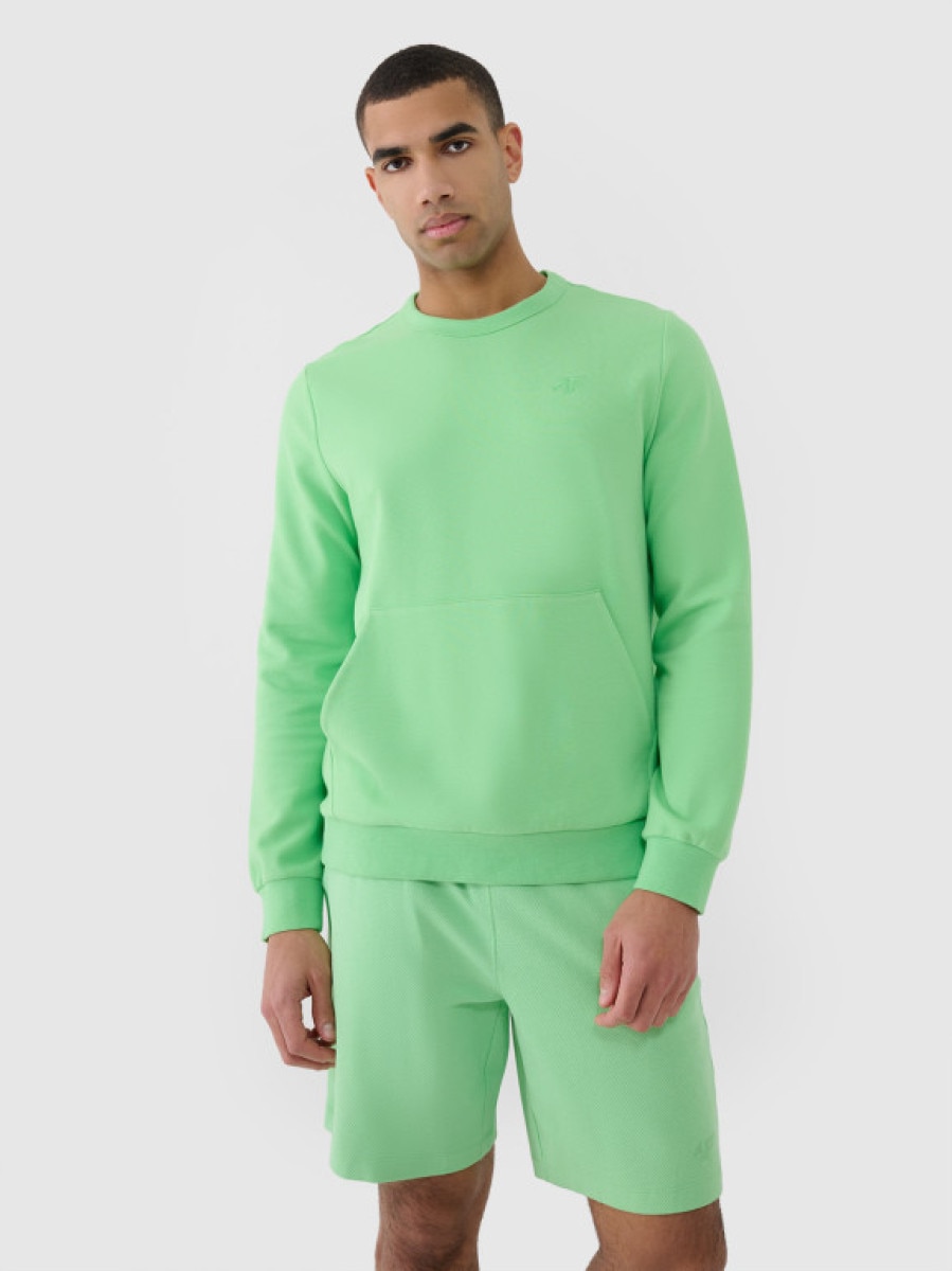 Męska bluza dresowa nierozpinana bez kaptura 4F 4FRSS25TSWSM2149 - zielona