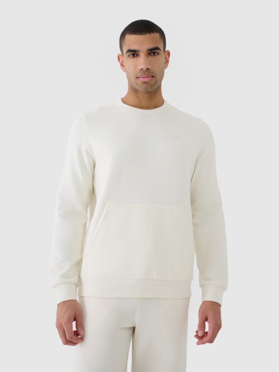 Męska bluza dresowa nierozpinana bez kaptura 4F 4FRSS25TSWSM2149 - beżowa