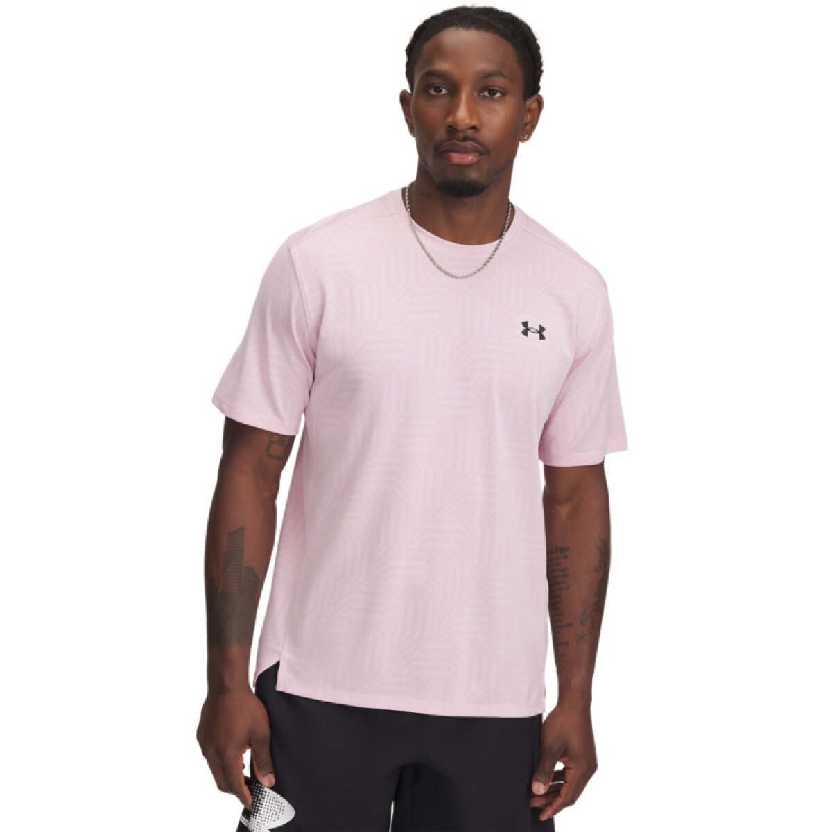 Męska koszulka treningowa Under Armour UA Tech Vent Geotessa SS - różowa