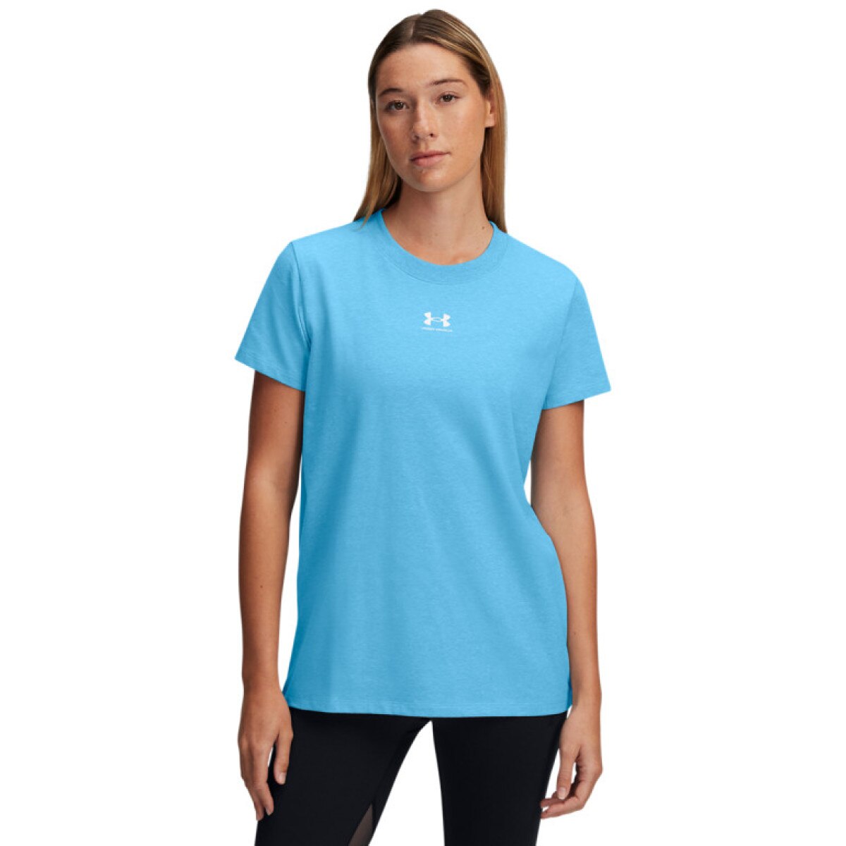 Damski t-shirt z nadrukiem Under Armour Campus Core Ss - niebieski