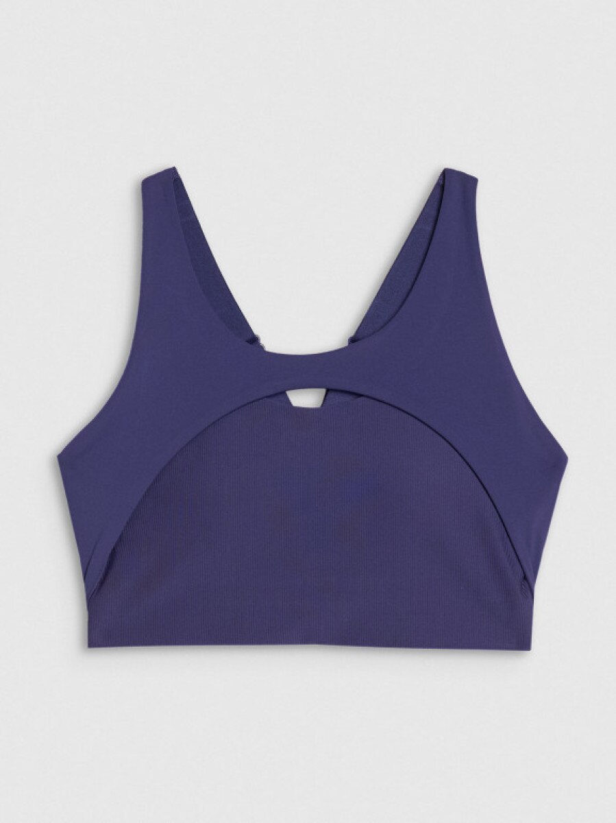 Damski biustonosz treningowy 4F 4FWSS25USBAF150 - granatowy