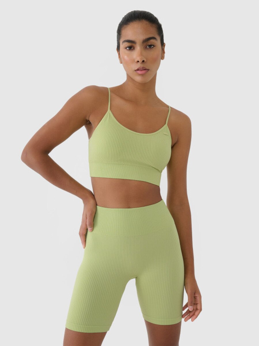 Damski biustonosz treningowy 4F 4FWSS25USBAF151 - zielony