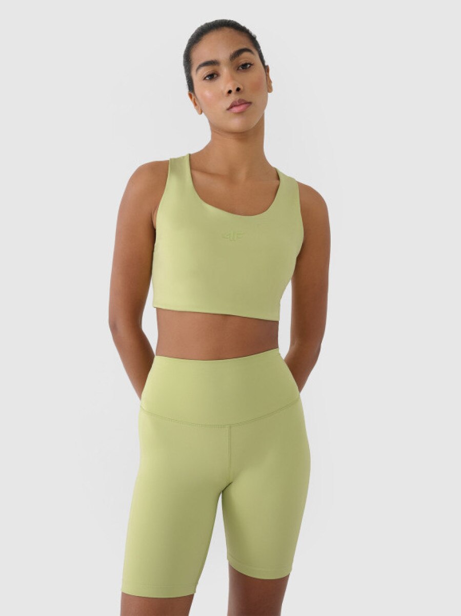 Damski biustonosz treningowy 4F 4FRSS25USBAF152 - zielony