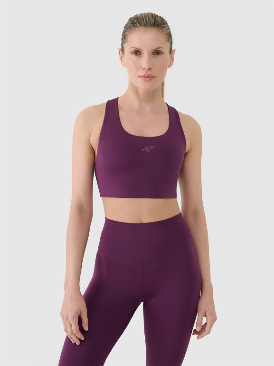Damski biustonosz treningowy 4F 4FRSS25USBAF152 - fioletowy