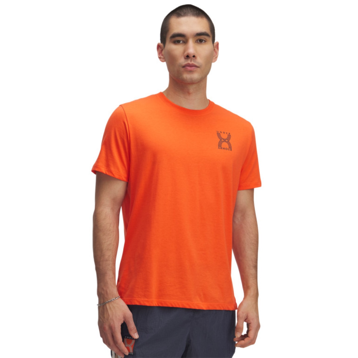 Męski t-shirt z nadrukiem Under Armour UA Run 96 - pomarańczowy