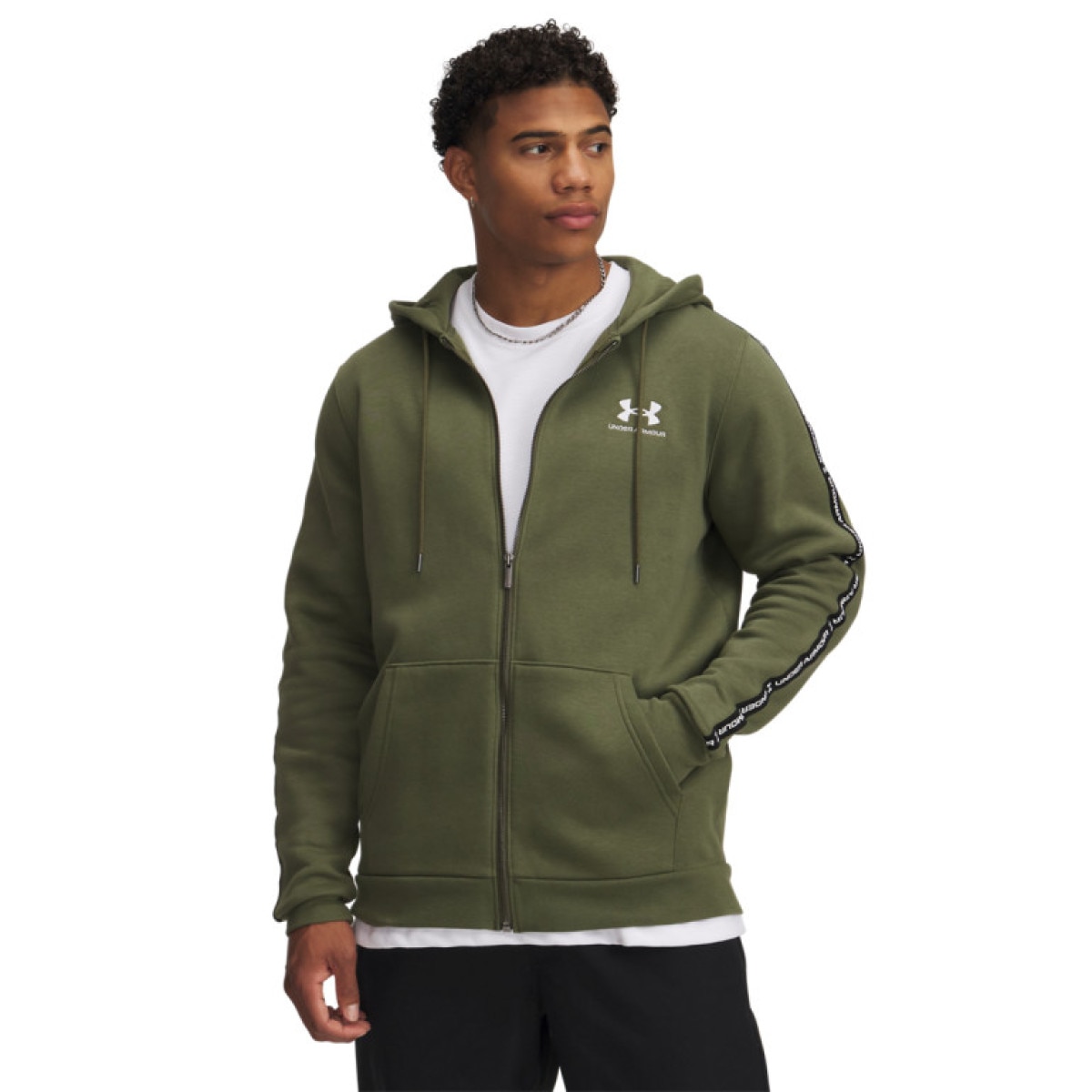 Meska bluza dresowa rozpinana z kapturem Under Armour UA Icon Fleece FZ Taping - zielona