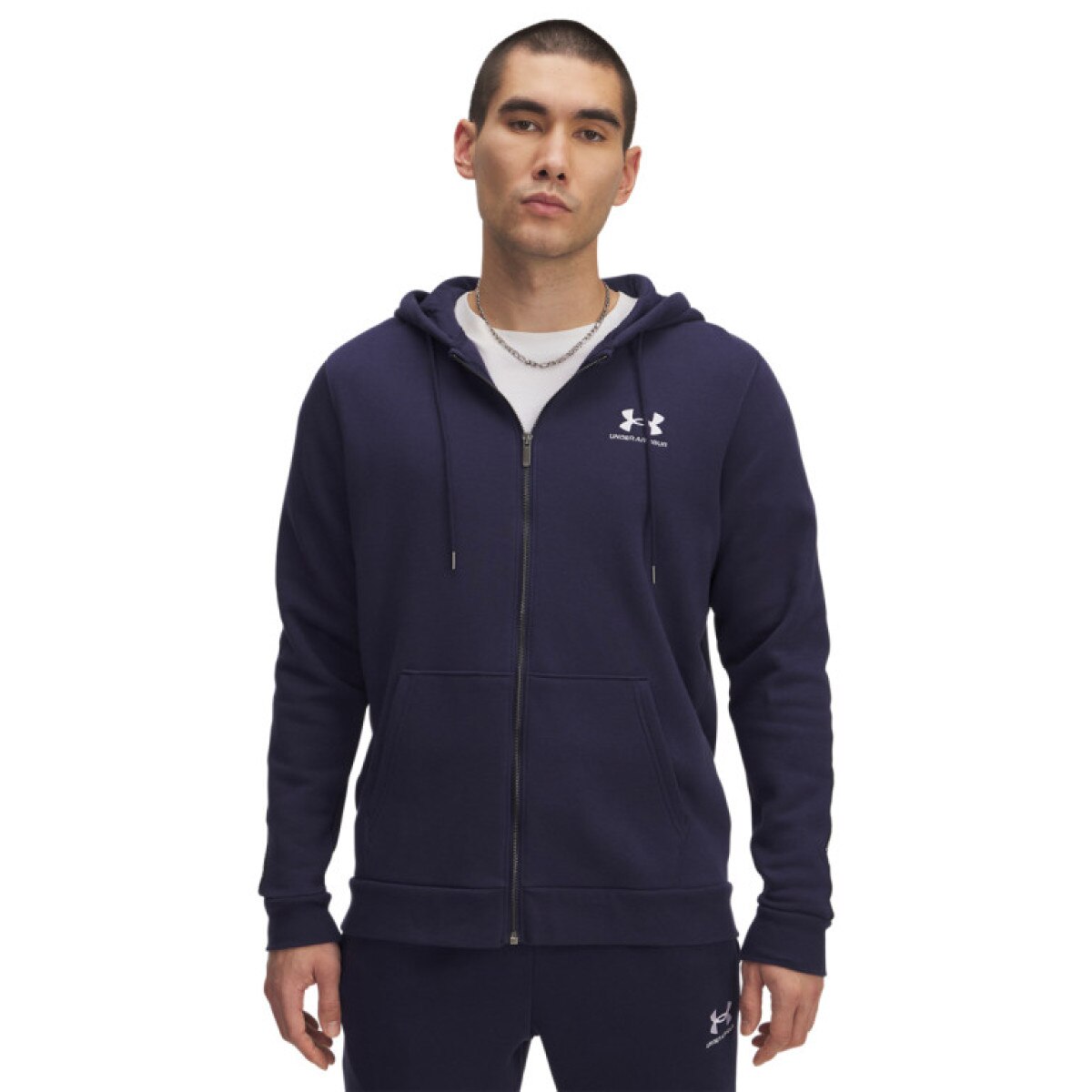 Męska bluza dresowa rozpinana z kapturem Under Armour UA Icon Fleece FZ Taping - granatowa