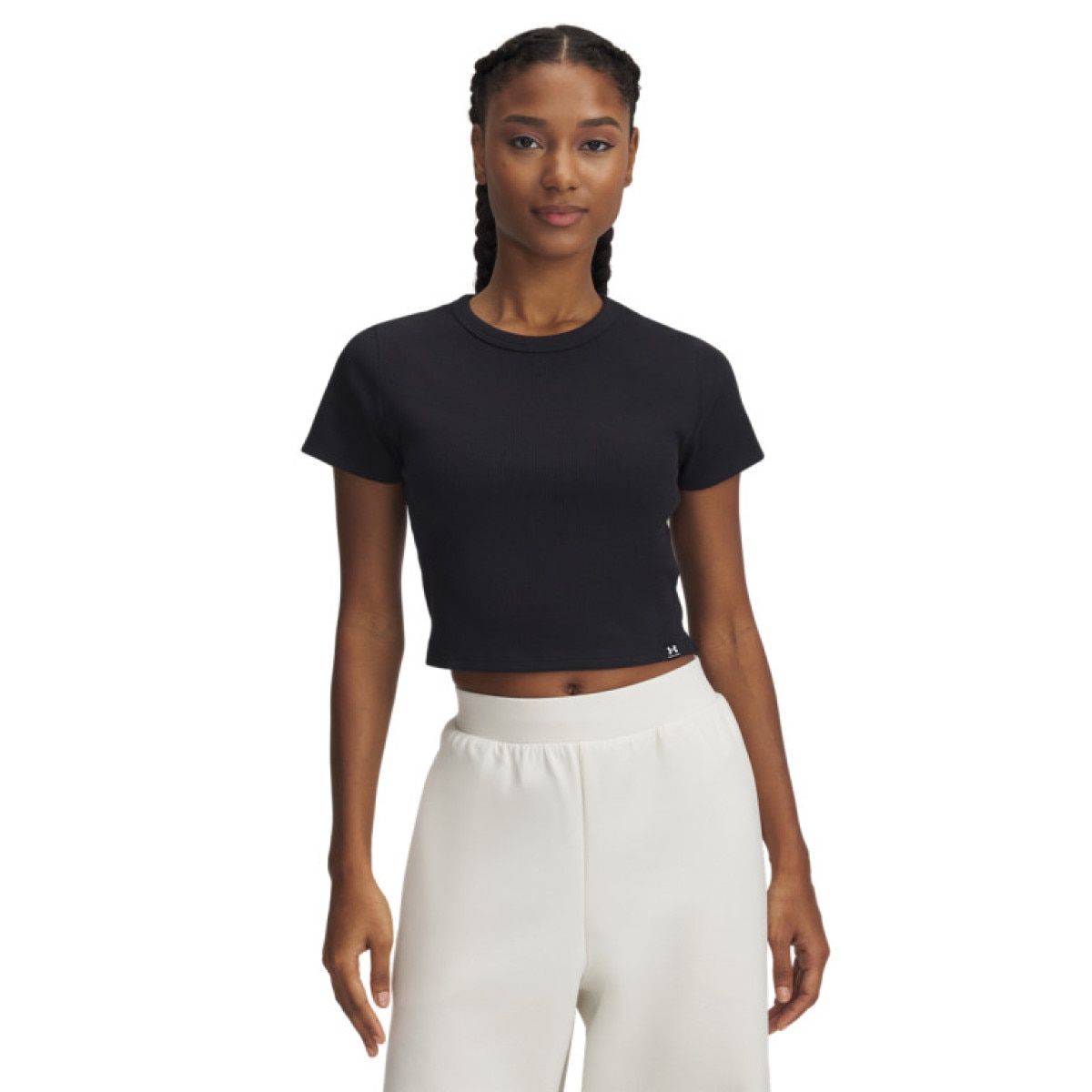 Damski t-shirt crop top Under Armour UA Rival Rib Baby Tee - czarny