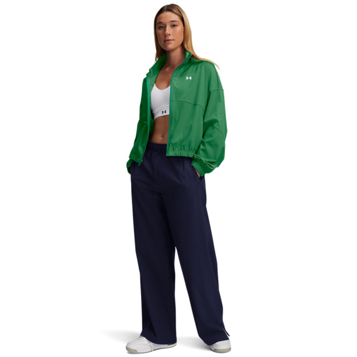 Damskie spodnie treningowe Under Armour Armoursport Wide Leg Pant - granatowe