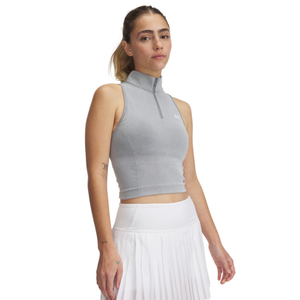 Damski top treningowy Under Armour Vanish Seamless Washed SL Zp - szary