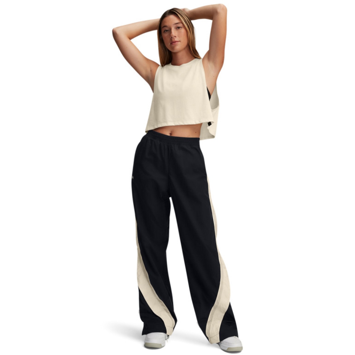 Damskie spodnie casual tkaninowe Under Armour Icon Crinkle Tear-Away Pant - czarne