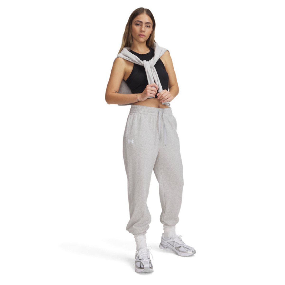 Damskie spodnie dresowe Under Armour UA Rival Terry Jogger - szare