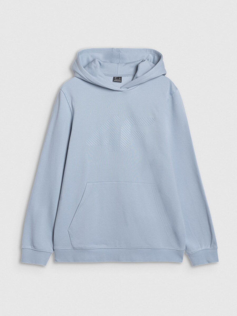 Męska bluza dresowa nierozpinana z kapturem 4F 4FWSS25TSWSM1621 - niebieska