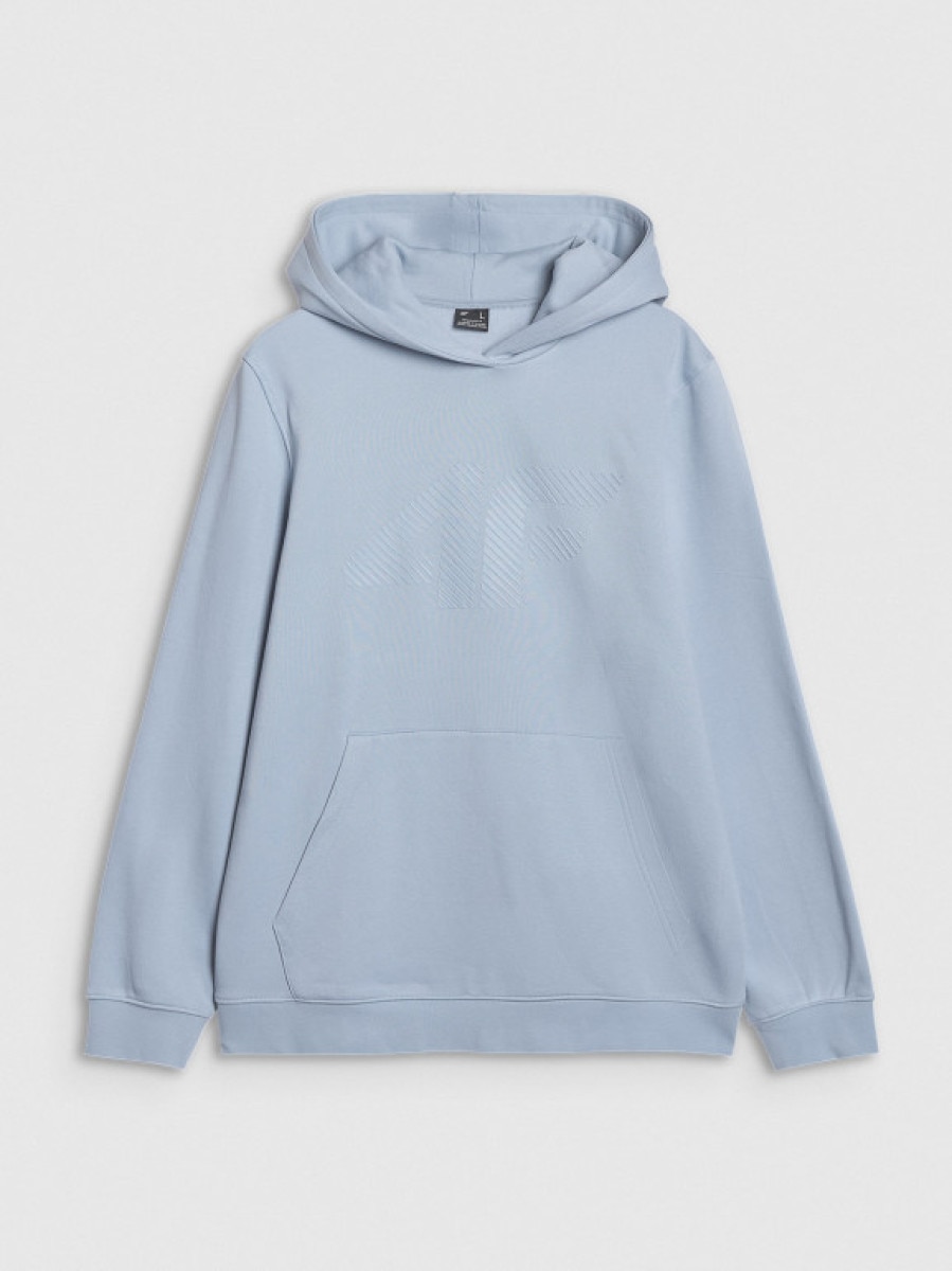 Męska bluza dresowa nierozpinana z kapturem 4F 4FWSS25TSWSM1621 - niebieska