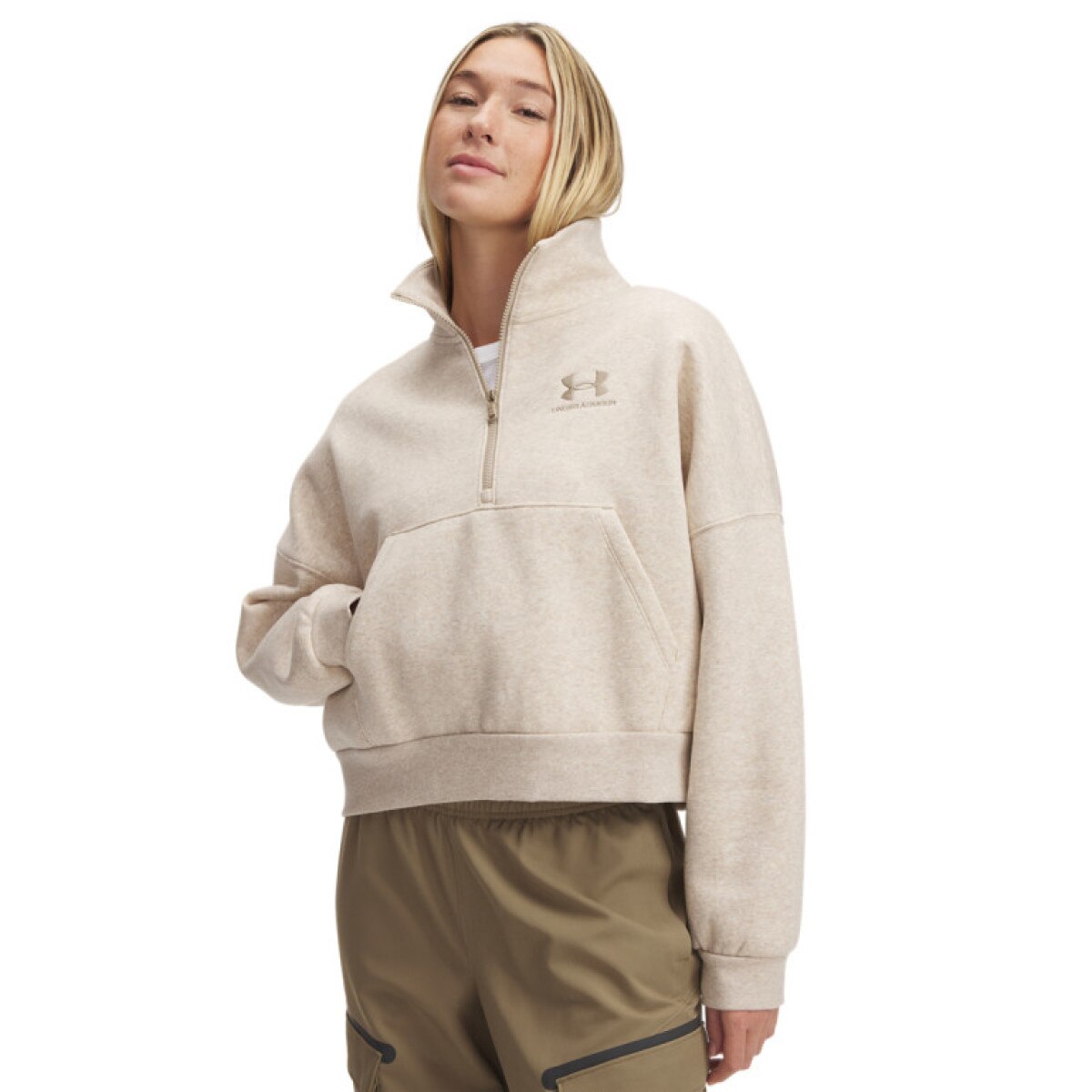 Damska bluza dresowa Under Armour UA Icon Fleece OS HZ - beżowa