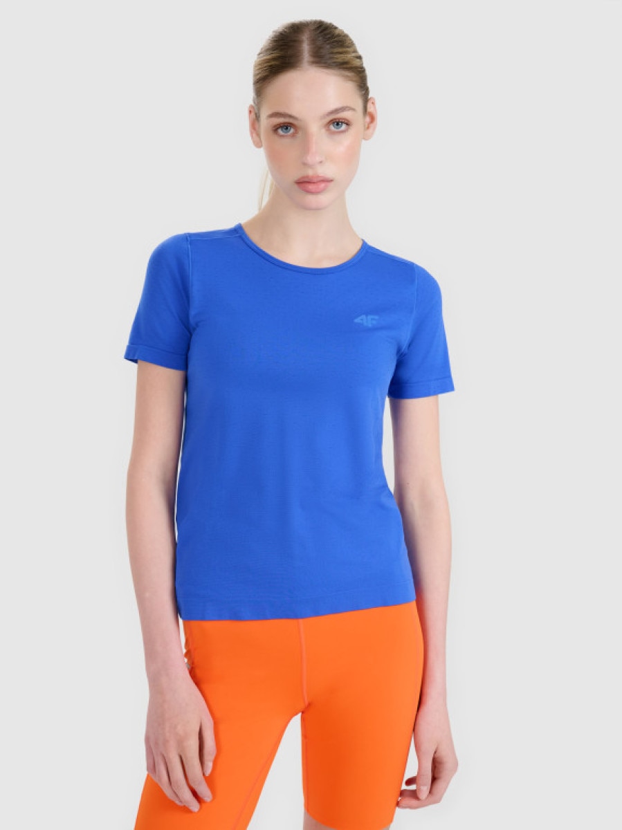 Damska koszulka do biegania 4F 4FWSS25TFTSF1266 - niebieska