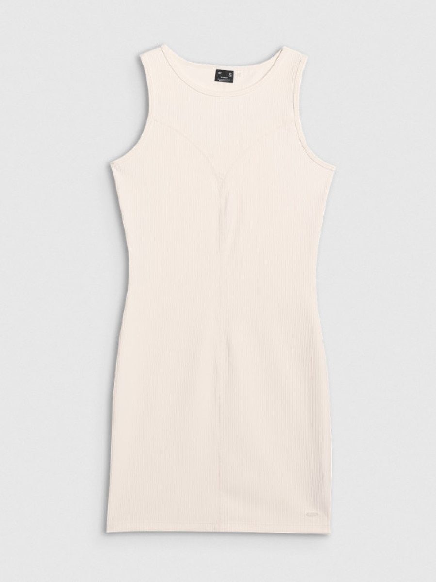 Damska sukienka midi 4F 4FRSS25TDREF188 - biała