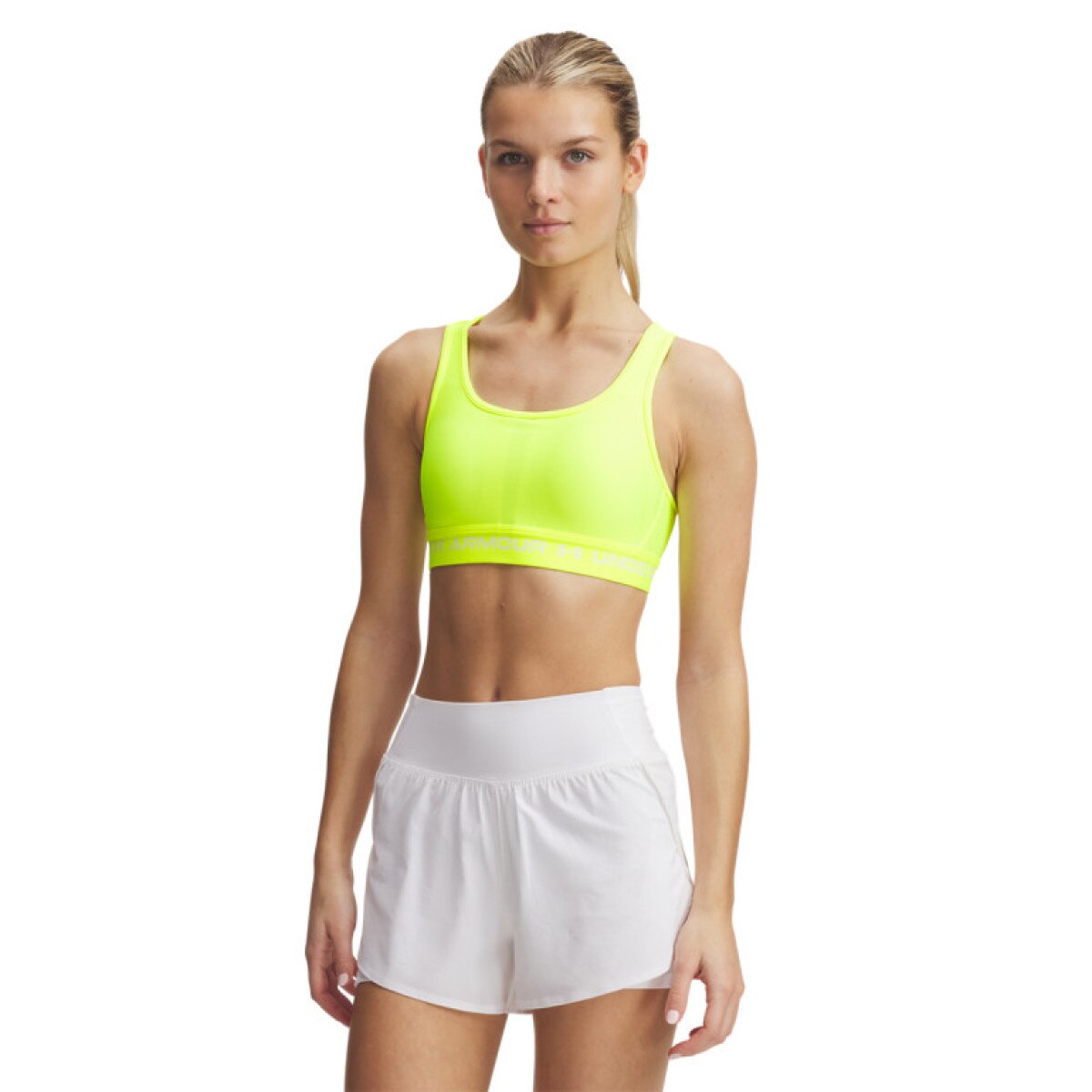 Biustonosz treningowy Under Armour Crossback Mid Bra - żółty