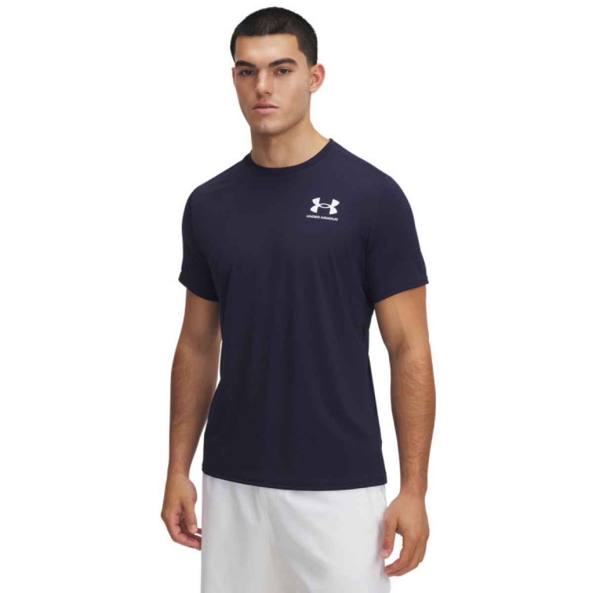 Męska koszulka treningowa Under Armour UA Heatgear Fitted SS - granatowa