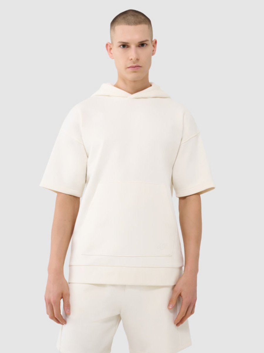Męska bluza dresowa z krótkim rękawem 4F 4FRSS25TSWSM2145 - biała