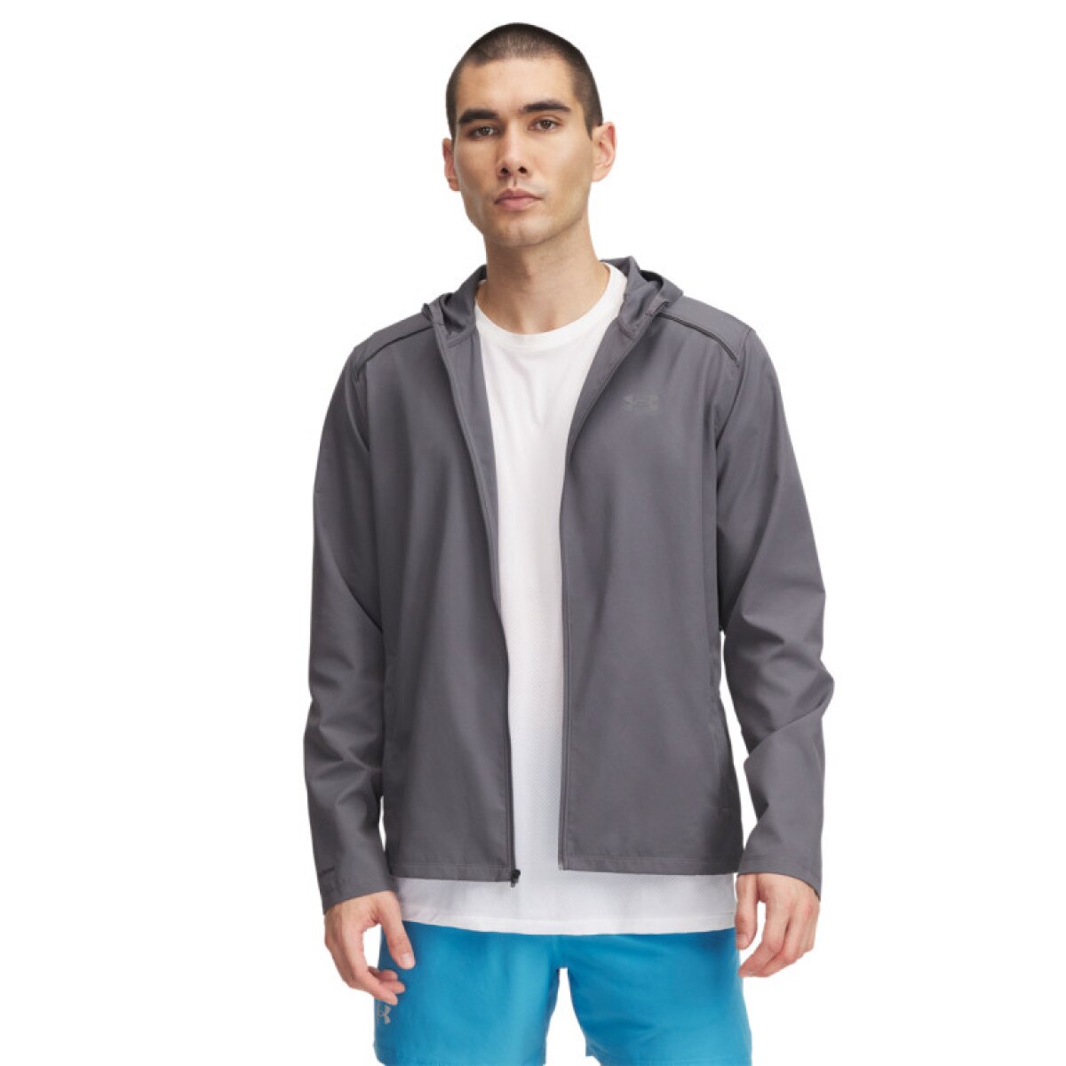 Męska kurtka do biegania Under Armour UA Storm Run Hooded Jacket - szara