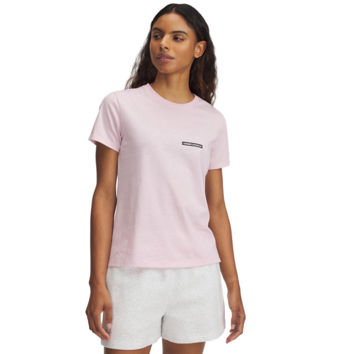 Damski t-shirt z nadrukiem Under Armour UA Rival Outline SS - różowy