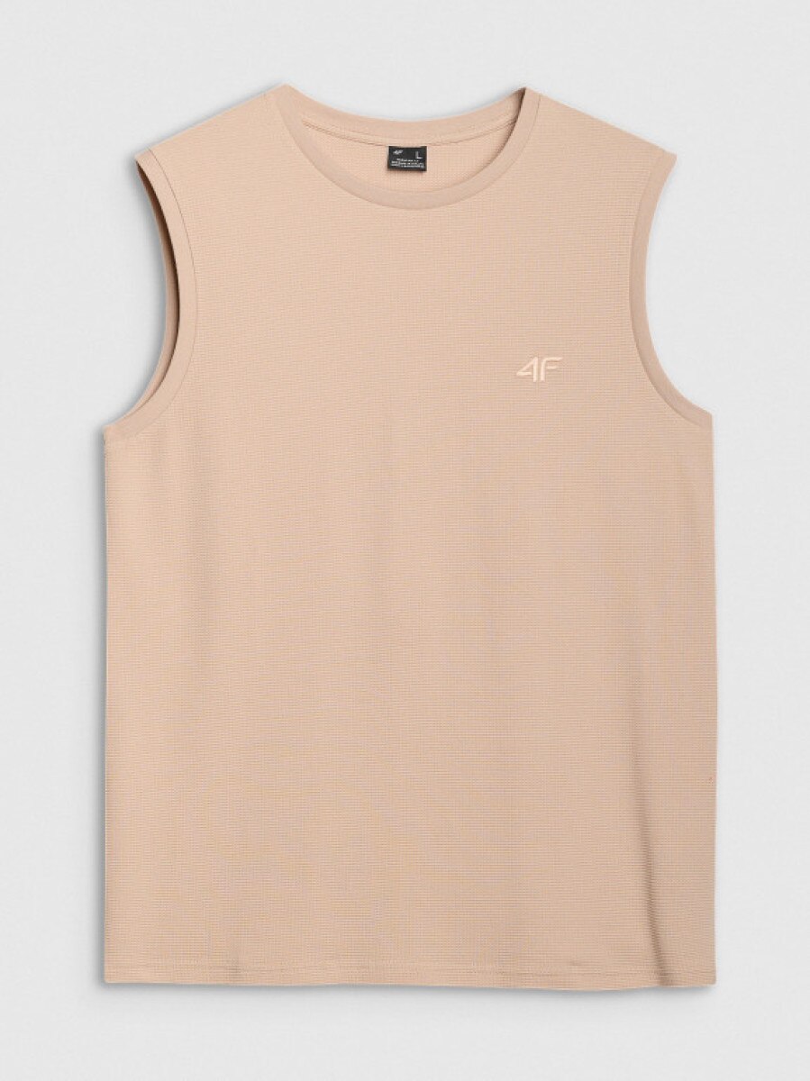 Męska koszulka bez rękawów 4F 4FRSS25TSLEM233 - beżowa