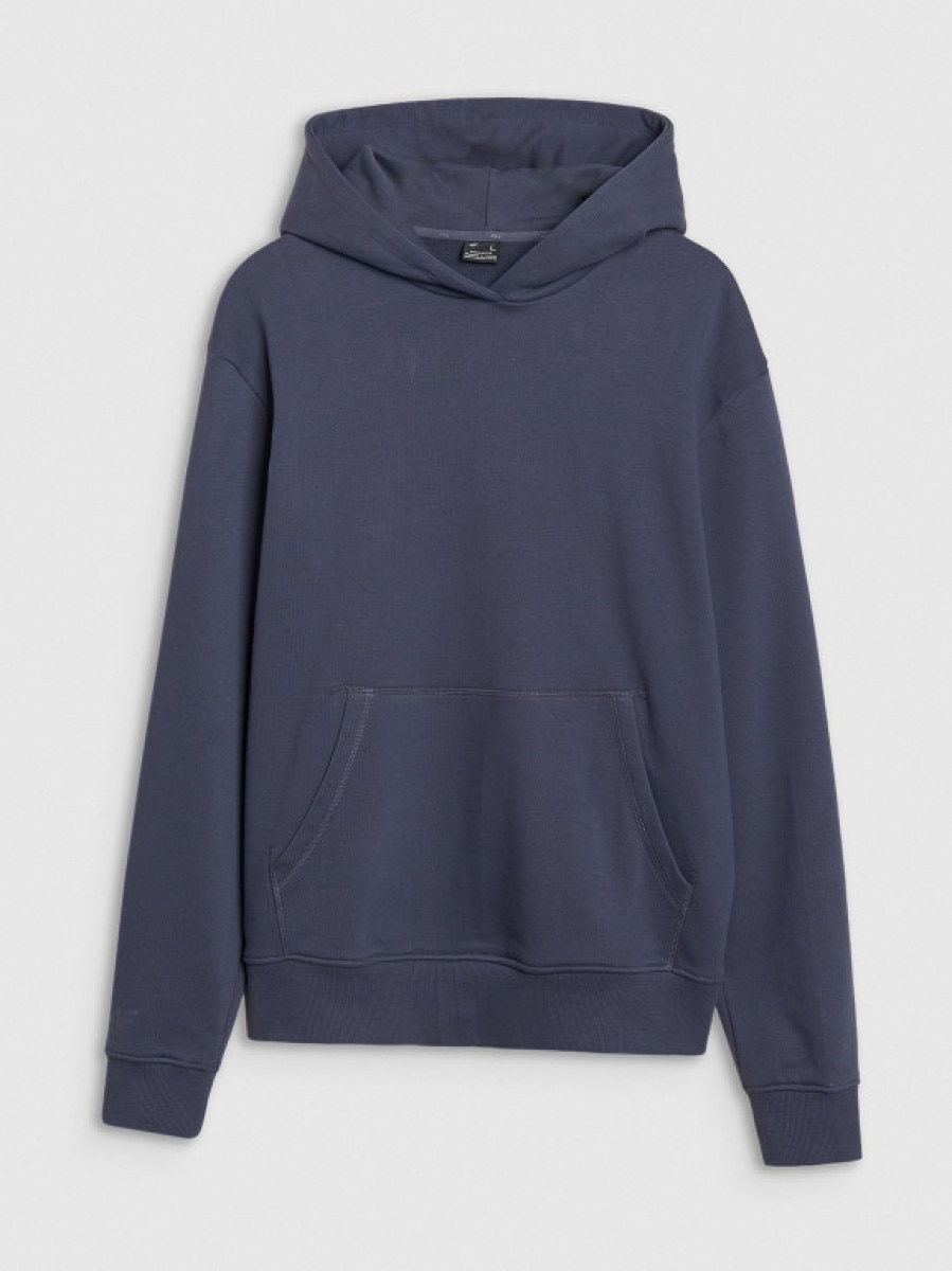 Męska bluza dresowa nierozpinana z kapturem 4F 4FWSS25TSWSM1749 - granatowa