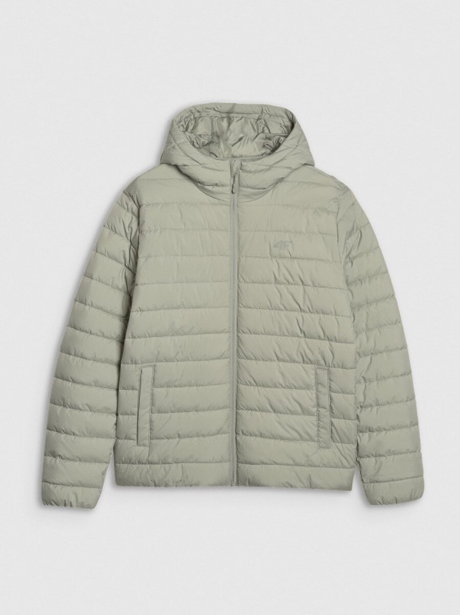 Męska kurtka puchowa pikowana 4F 4FWSS25TDJAM539 - oliwkowa