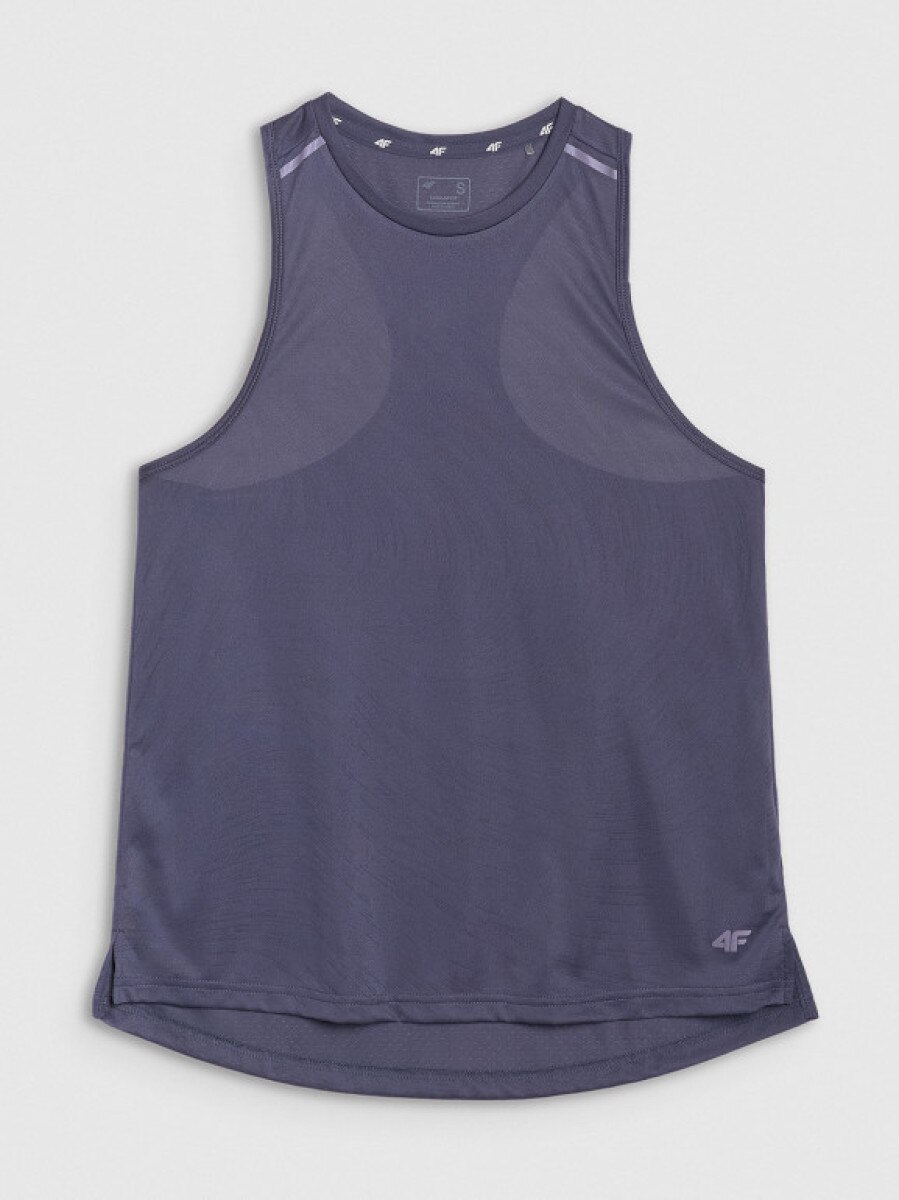Damski top do biegania 4F 4FWSS25TFSLF427 - granatowy