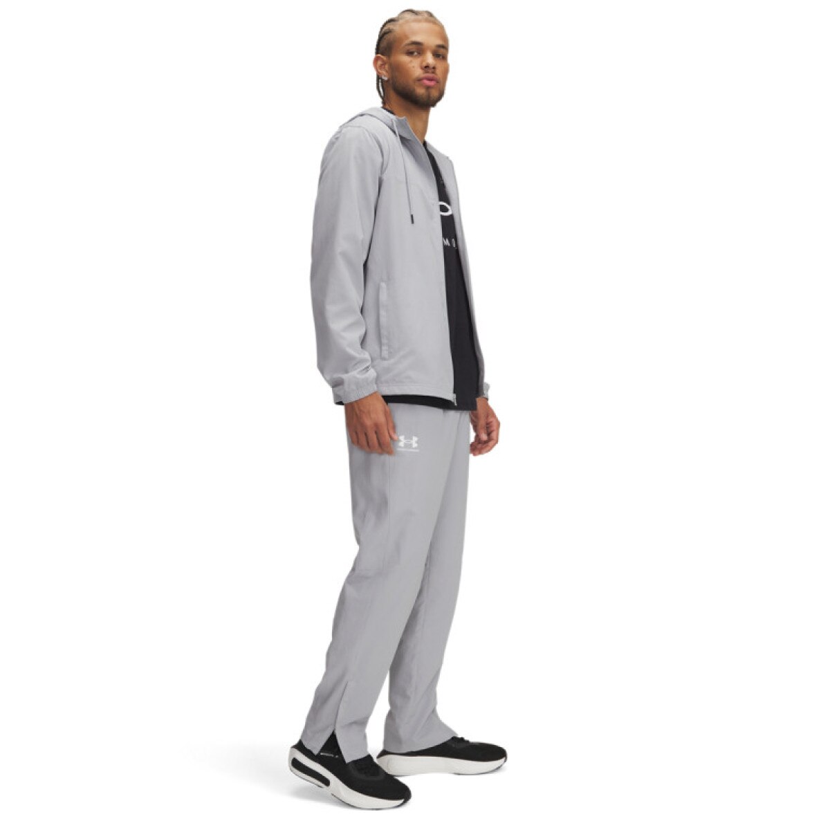 Męskie spodnie casual tkaninowe Under Armour UA Rival Woven Windbreaker Pant - szare