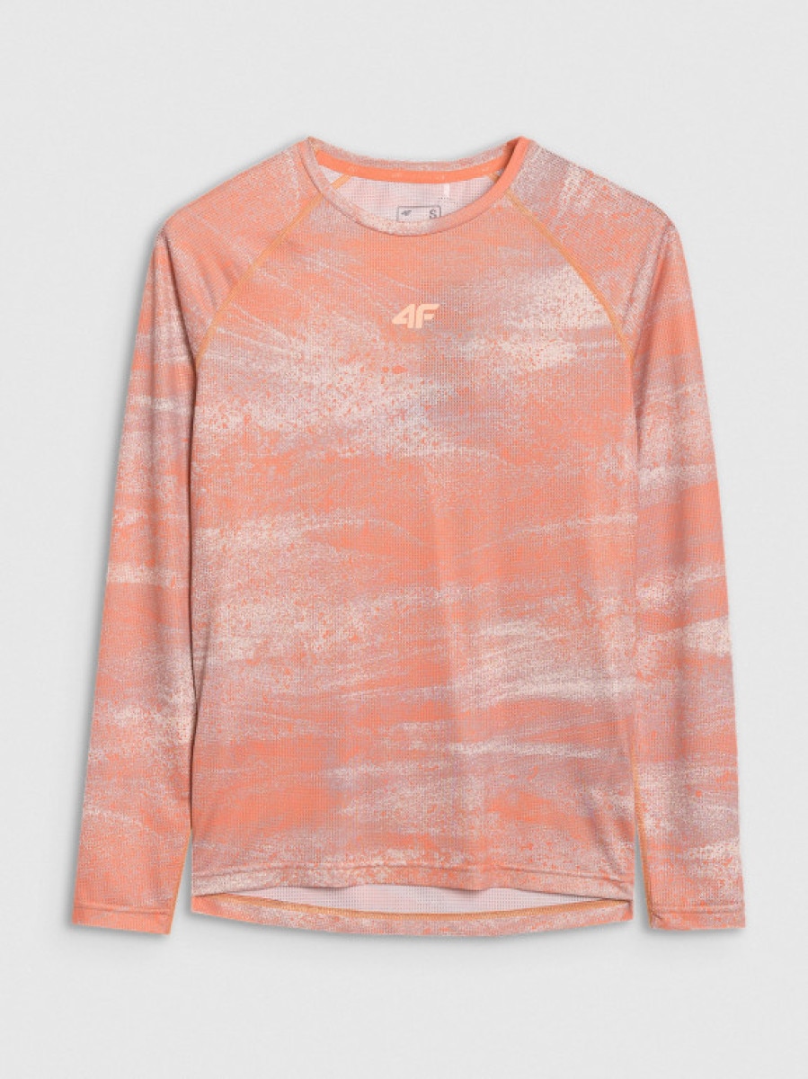 Damski longsleeve kolarski 4F 4FWSS25TFLOF344 - pomarańczowy