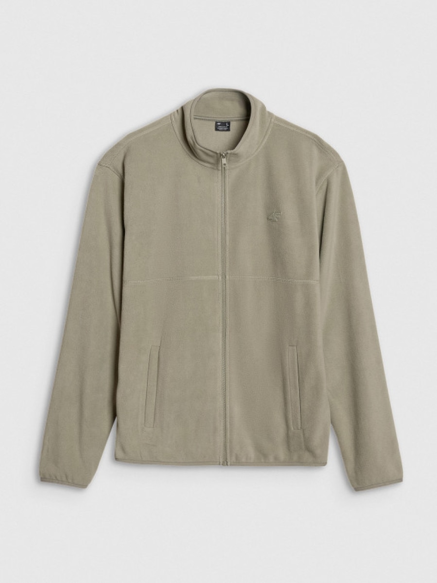 Męski polar rozpinany bez kaptura 4F 4FWSS25TFLEM320 - oliwkowy