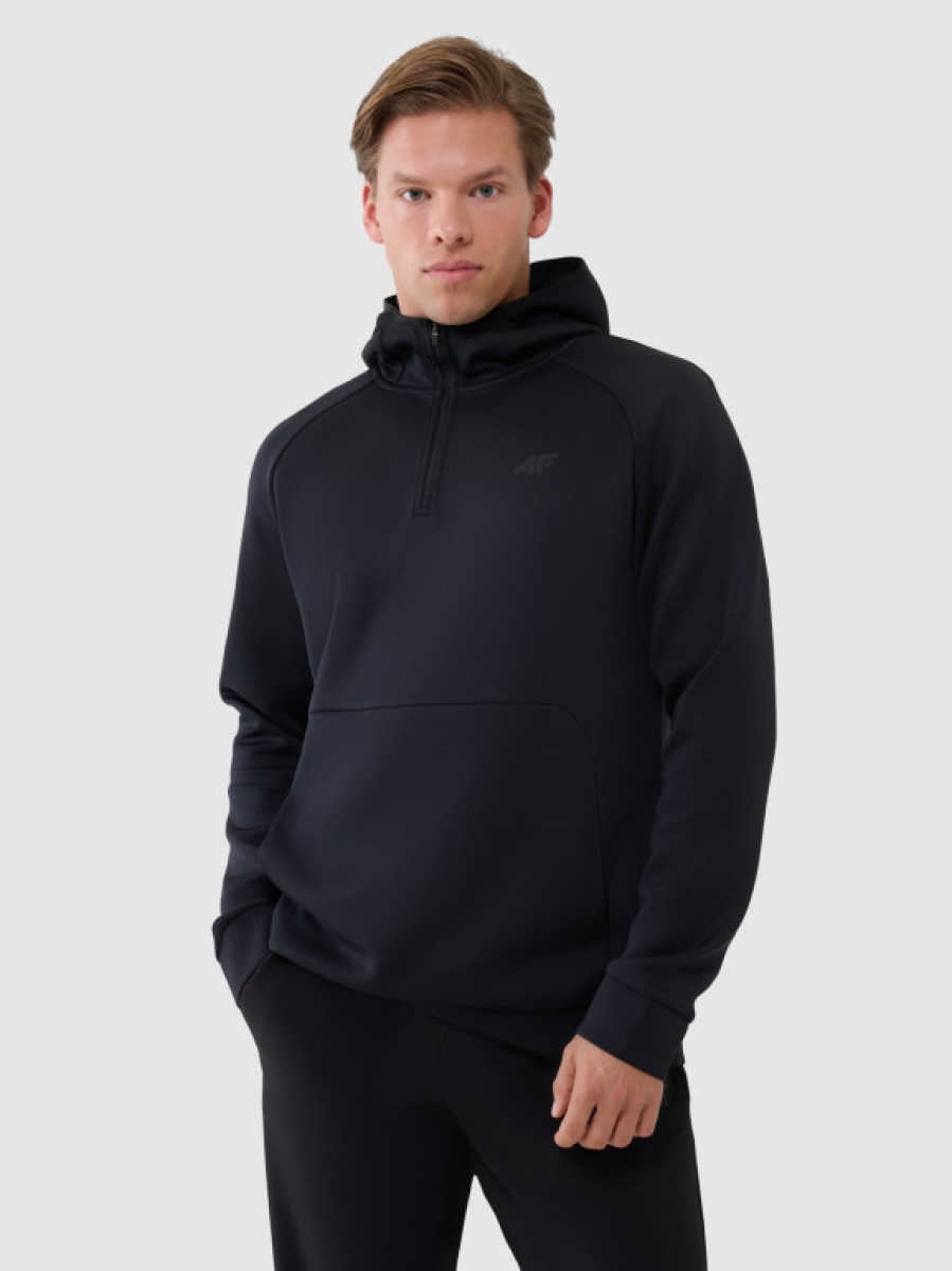 Męska bluza treningowa z kapturem 4F 4FWSS25TFSWM457 - czarna