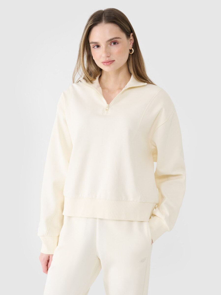 Damska bluza dresowa nierozpinana bez kaptura 4F 4FWSS25TSWSF1545 - biała