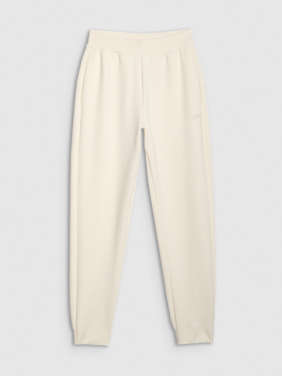 Damskie spodnie dresowe joggery 4F 4FWSS25TTROF0996 - białe