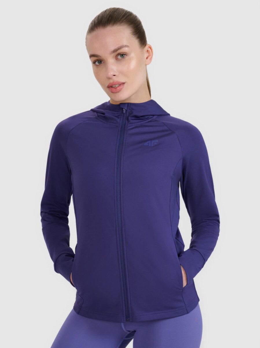 Damska bluza treningowa rozpinana z kapturem 4F 4FRSS25TFSWF467 - granatowa