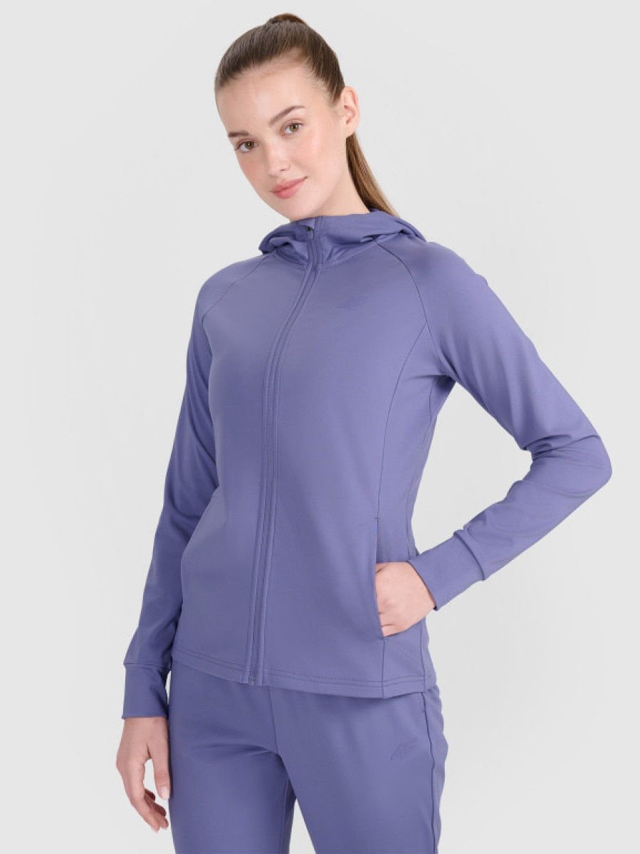 Damska bluza treningowa rozpinana z kapturem 4F 4FRSS25TFSWF467 - niebieska