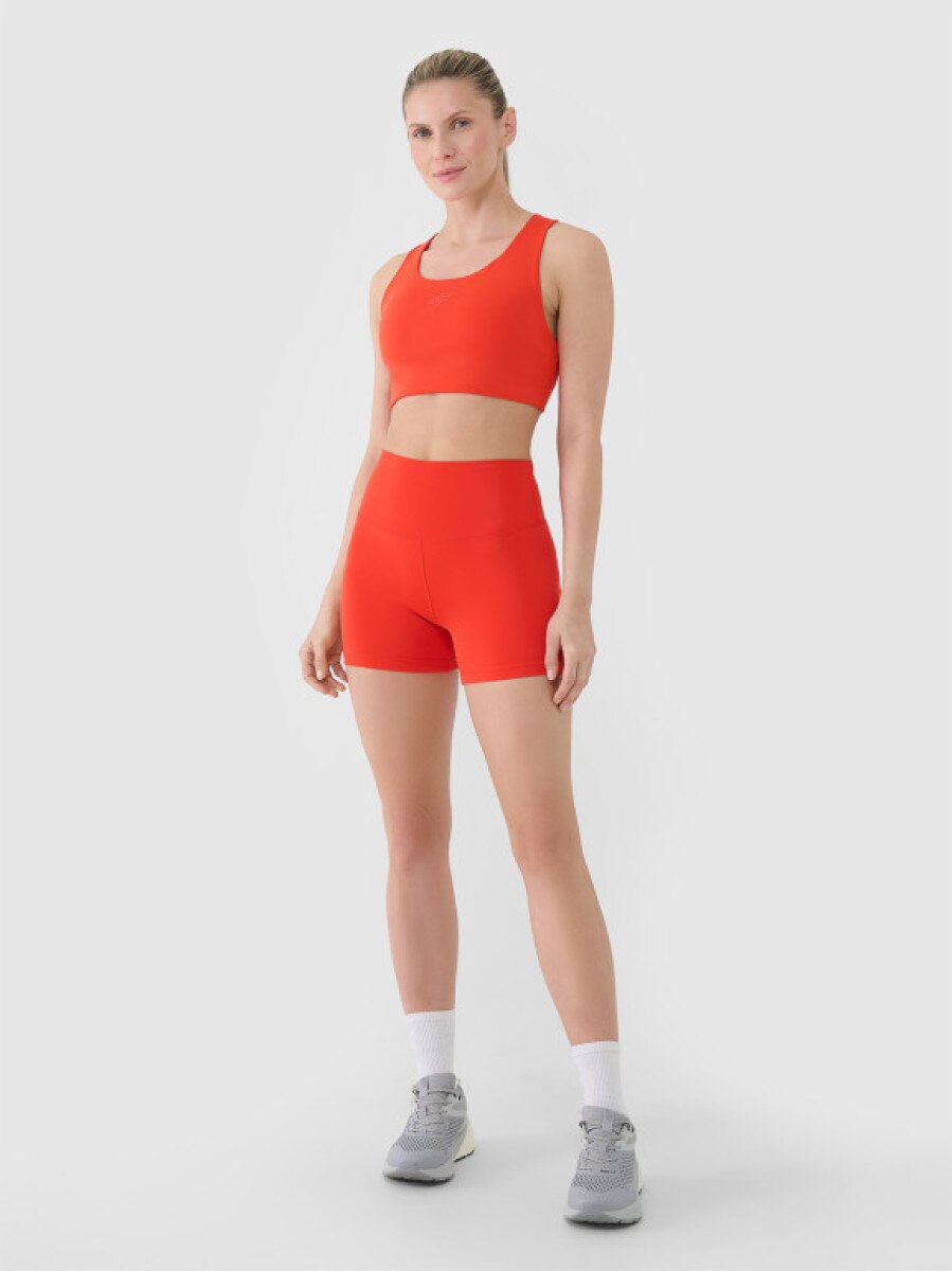 Damskie legginsy krótkie treningowe 4F 4FRSS25TFSTF021 - czerwone