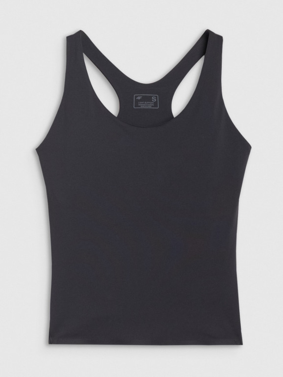 Damski top do jogi 4F 4FWSS25TFSLF428 - czarny