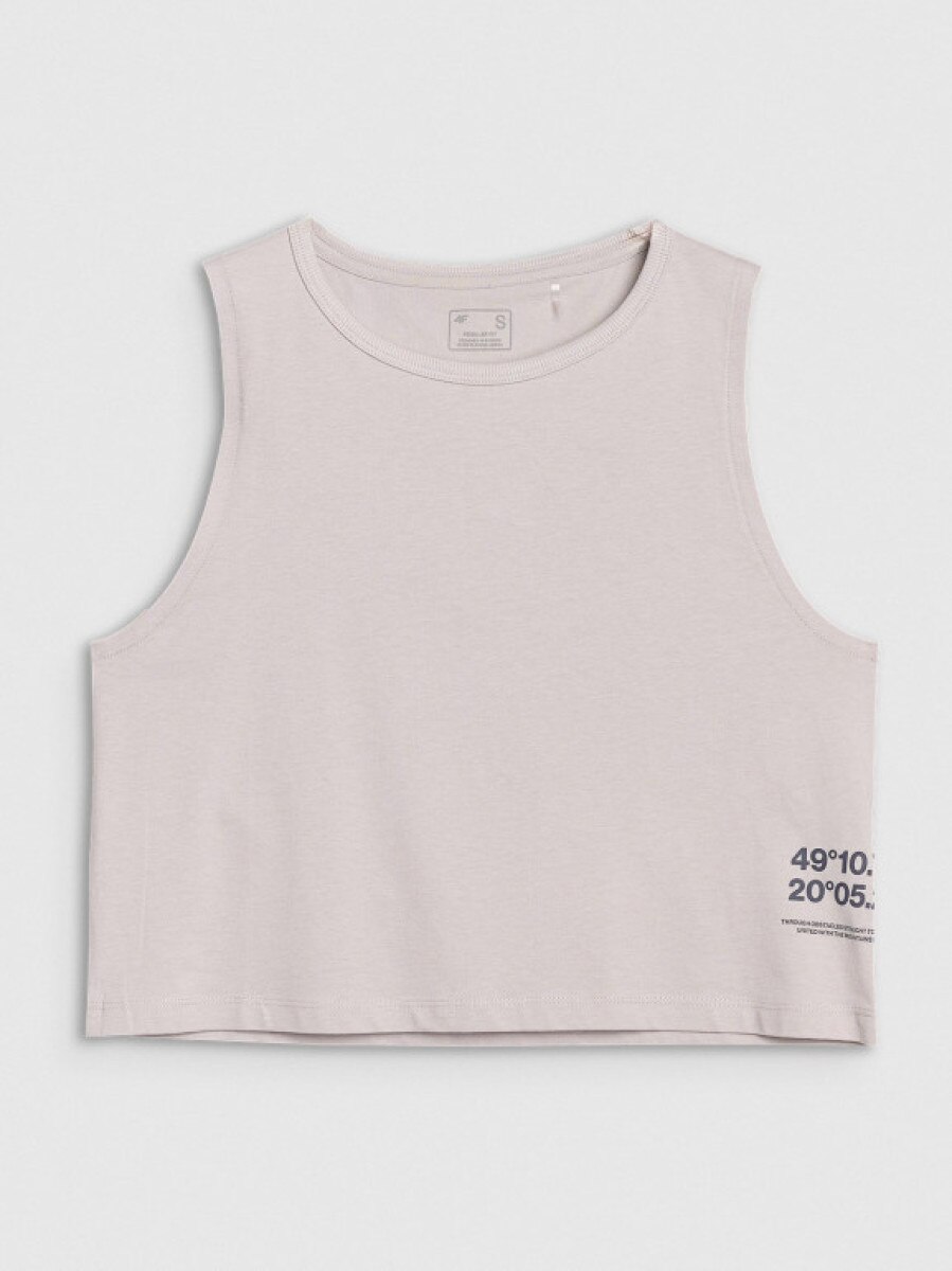 Damski top z nadrukiem 4F 4FWSS25TSLEF157 - szary