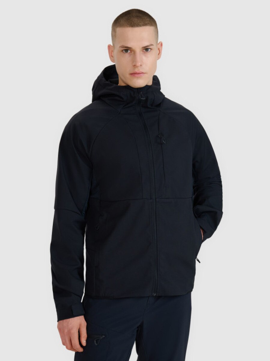 Męski softshell z kapturem 4F 4FWSS25TSOFM313 - czarny
