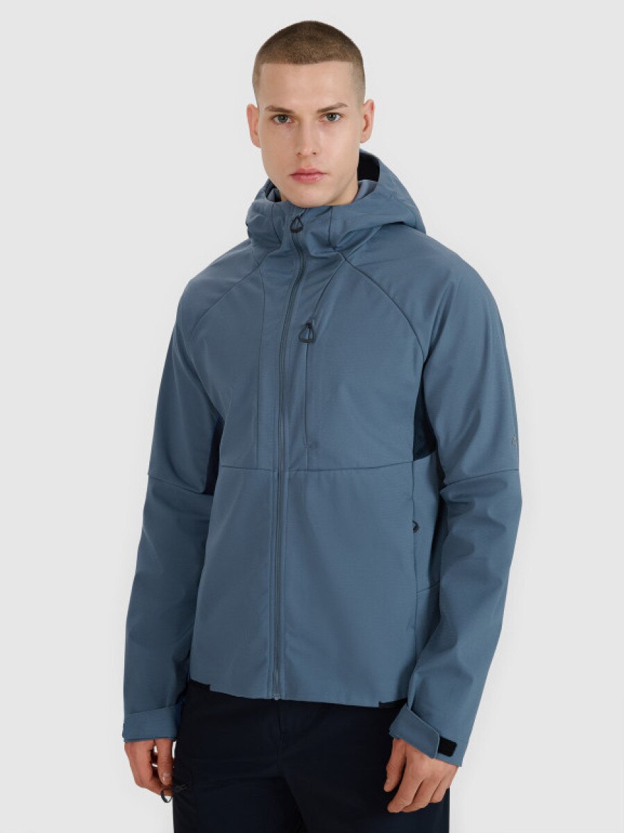 Męski softshell z kapturem 4F 4FWSS25TSOFM313 - niebieski